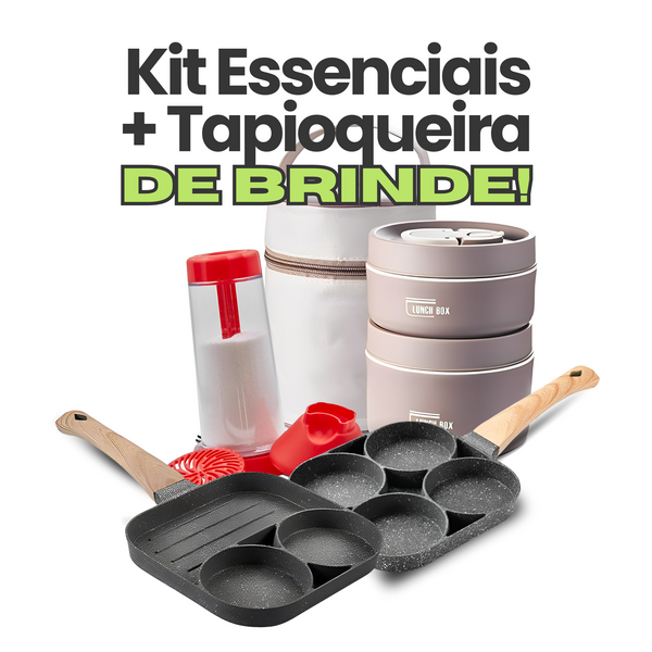 KIT ESSENCIAIS - Lunch Box + Frigideira Antiaderente + Tapioqueira de Brinde!