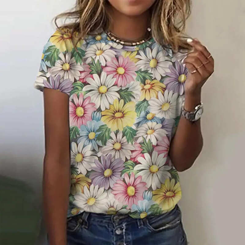 Blusa Feminina Manga Curta Floral Mia