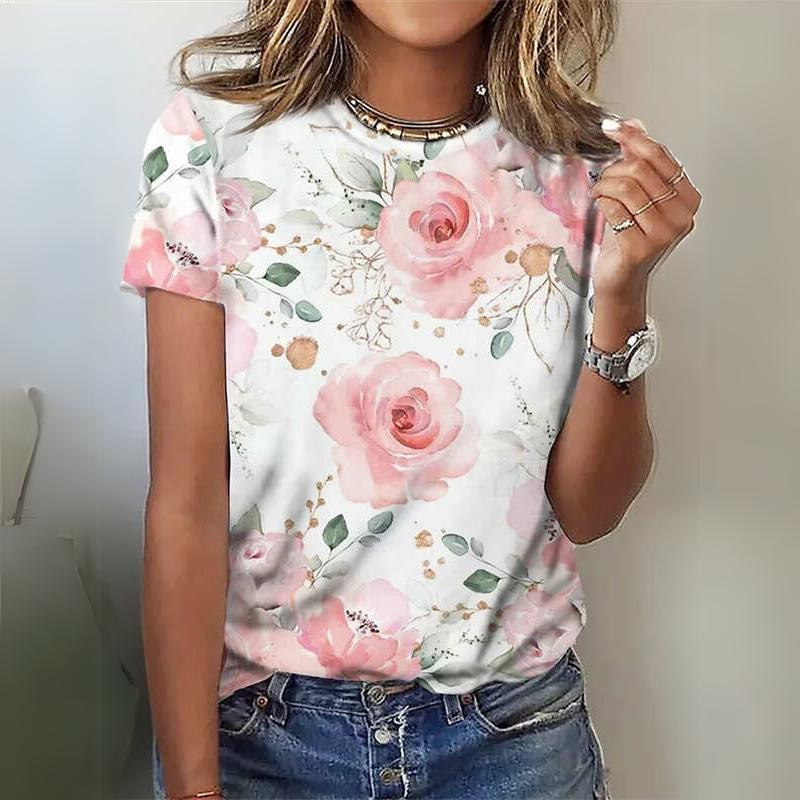 Blusa Feminina Manga Curta Floral Mia