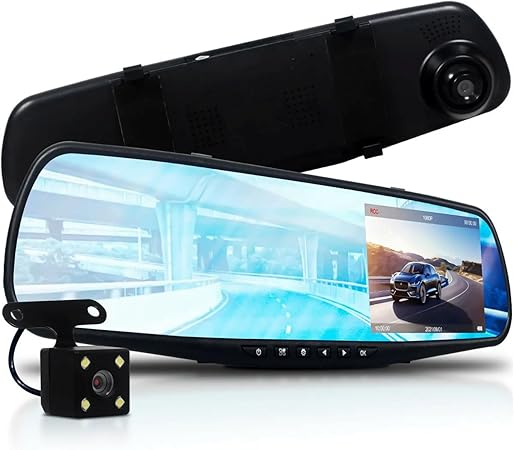 Kit Retrovisor Automotivo com Tela 4 Polegadas e Camera de Ré Colorida com Linhas Distância