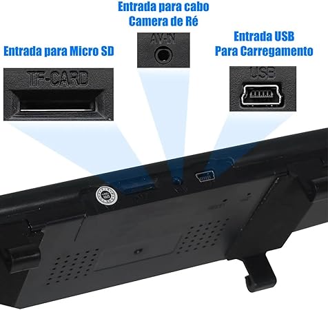 Kit Retrovisor Automotivo com Tela 4 Polegadas e Camera de Ré Colorida com Linhas Distância