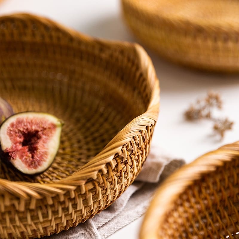 Cesta de Vime em Rattan Feita a Mão