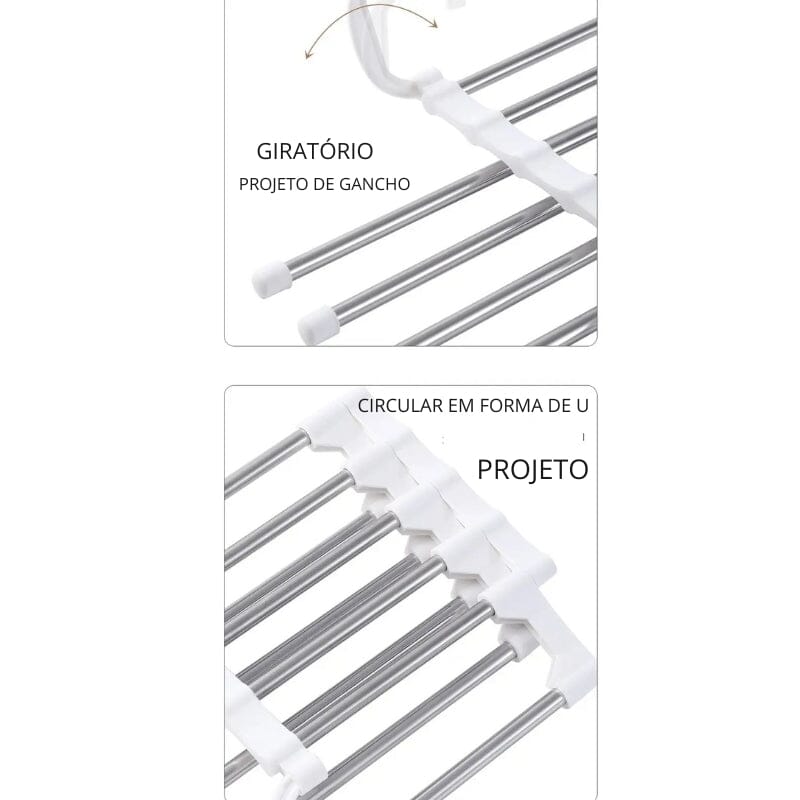 Cabide Calça Retrátil 1PC Branco Modelo Mágico