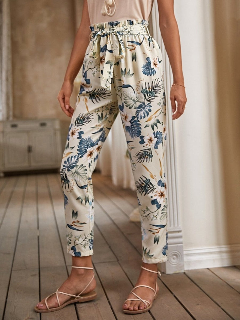 Calça com Cinto Estampa Floral