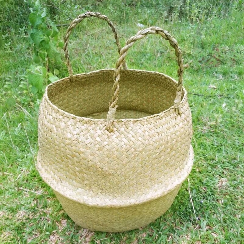 Cesta de Palha (vime/rattan/seagrass) para Organização, Roupas ou Plantas (vaso)